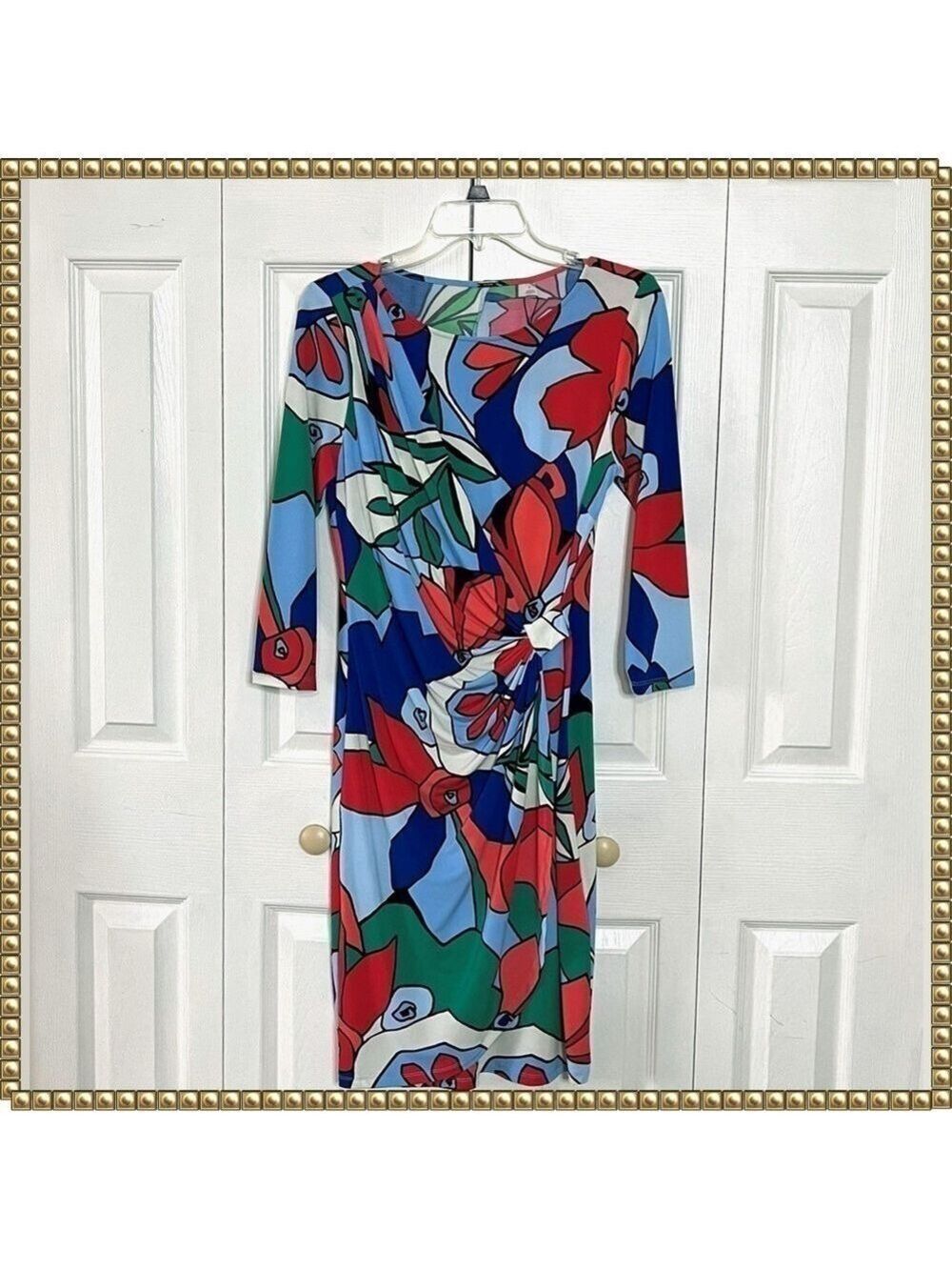 Tahari Floral Faux Wrap Dress Size 6